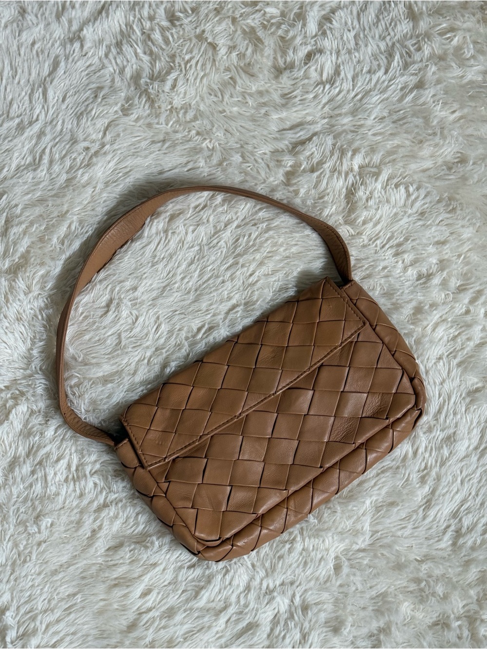 Anthropologie Woven Leather Shoulder Bag in Tan